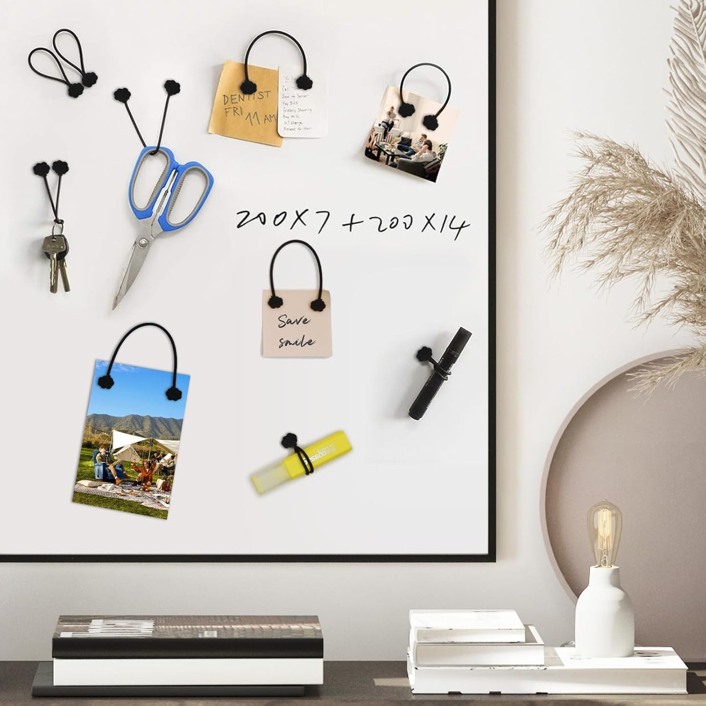 SOOOEC Black Magnetic Cable Ties, 20 Pack 7.2" Magnetic Cord Ties Cute Cloud Design, Silicone Magnetic Ties for Cord Organizer, Black Color.