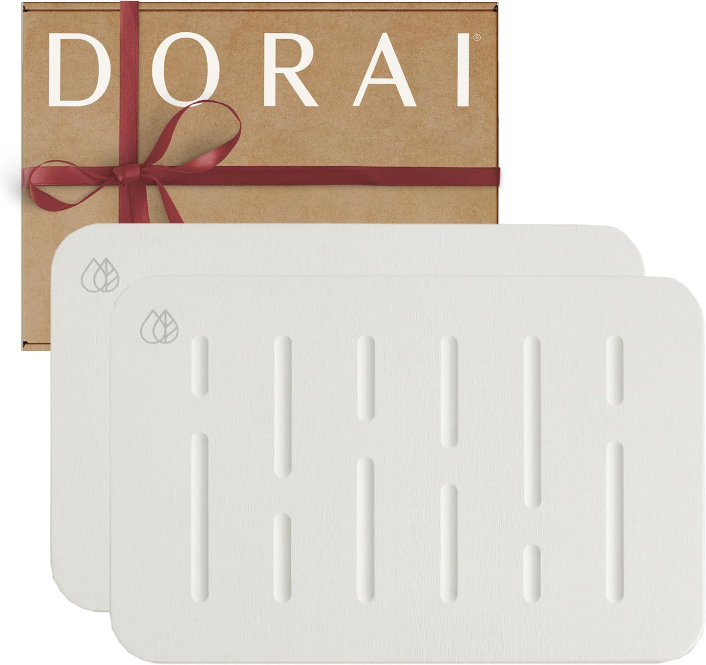 Dorai Home Bath Stone Mat 23.6"x15.4" (2-Pack) – Quick-Dry, Non-Slip Diatomite Stone Bath Mat, Rain Sandstone