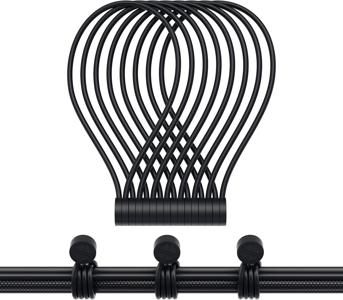 Magnetic Twist Ties, Reusable Silicone Cable Ties with Strong Magnet for Bundling and Organizing,Cord Wrap Clip Straps for Home or Office (Black-8 Packs)