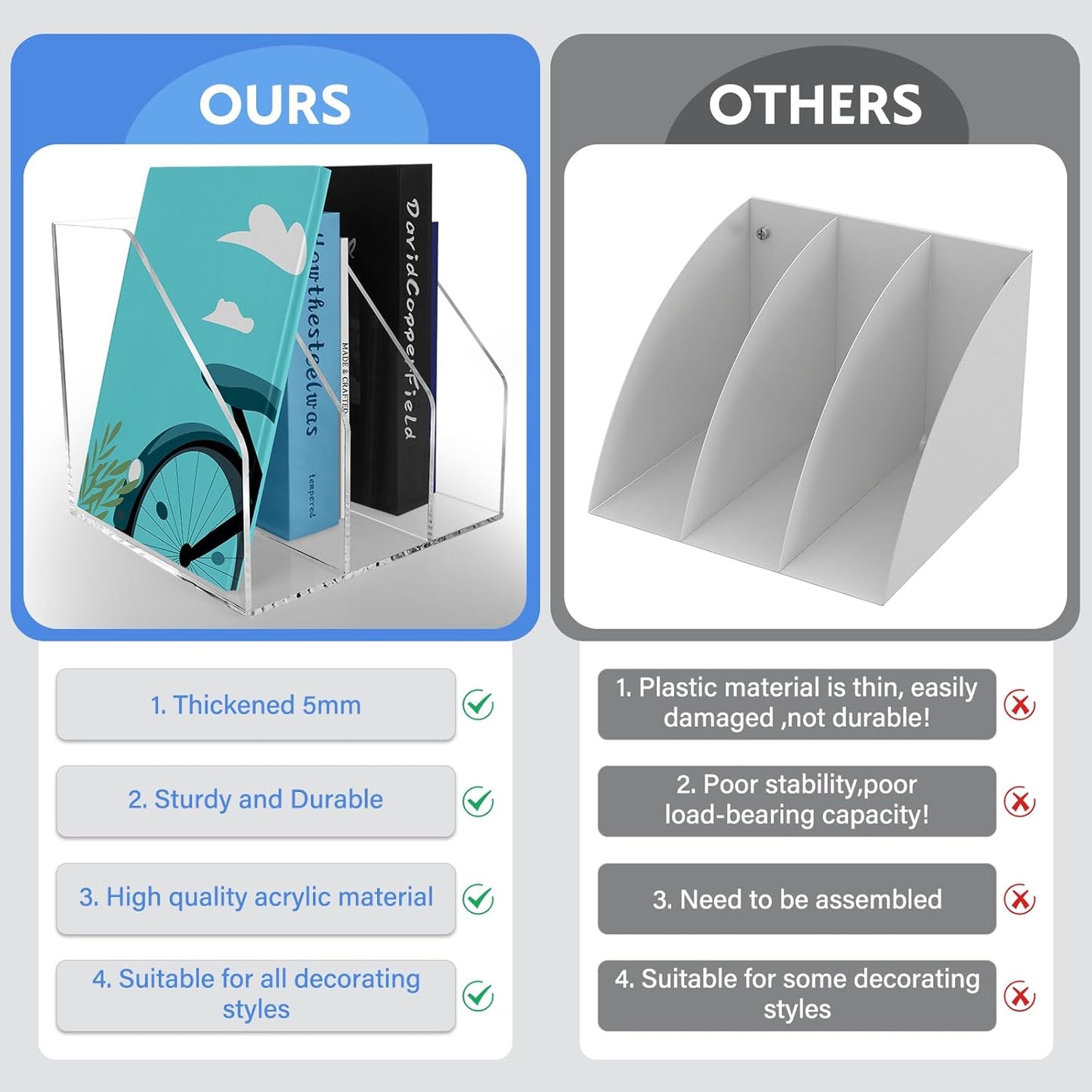 Acrylic Paper Tray Stackable Letter Organizers, Clear Paper Tray Desk Organizer, 3-Tier, Desk A4 File Holder for Office Document Desktop File Tray-2pack