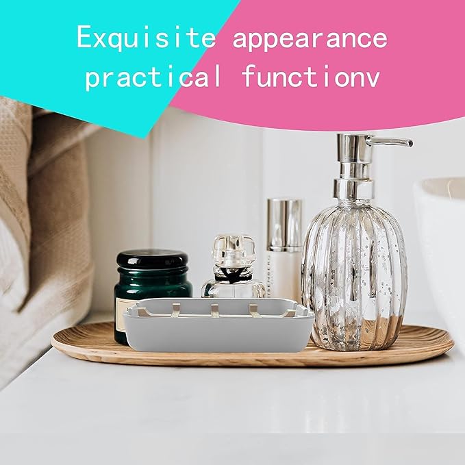 Aoheuo Modern Bamboo Fiber soap Holder and soap Dish Combination (Removable),5.12 Long by 3 Wide, 0.98 inches high, Used in Kitchens, bathrooms, and bar Sinks (Off White,White)