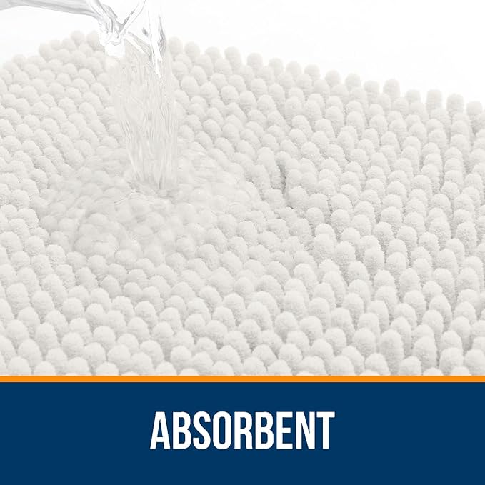 OLANLY Bathroom Rugs 30x20, Extra Soft Absorbent Chenille Bath Rugs, Rubber Backing Quick Dry, Machine Washable Bath Mats for Bathroom Floor, Tub and Shower, Home Decor Accessories, Ivory