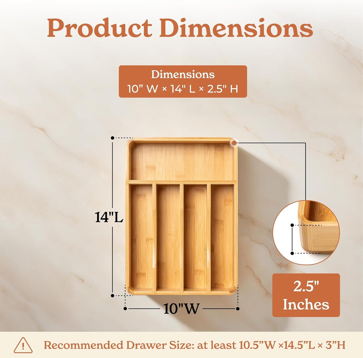 SMIRLY Silverware Drawer Organizer – Bamboo Kitchen Drawer Organizer, Adjustable Utensil Holder and Cutlery Tray, Drawer Dividers for Flatware and Kitchen Utensils