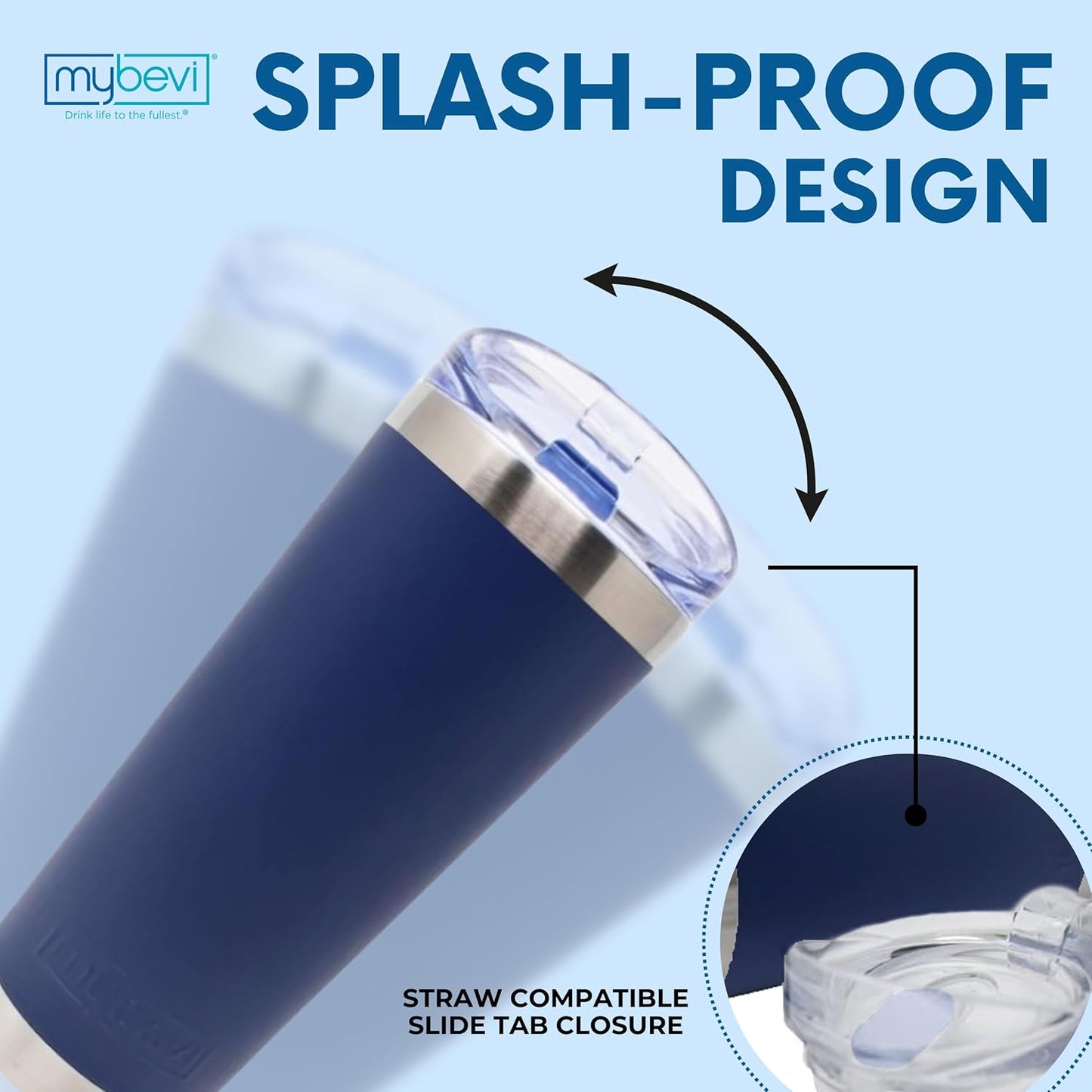 Classic Premium Stainless Steel Tumbler with 12-Hour Temperature Control, Tritan Lid, and BPA-Free Construction | Navy Blue, 26 oz