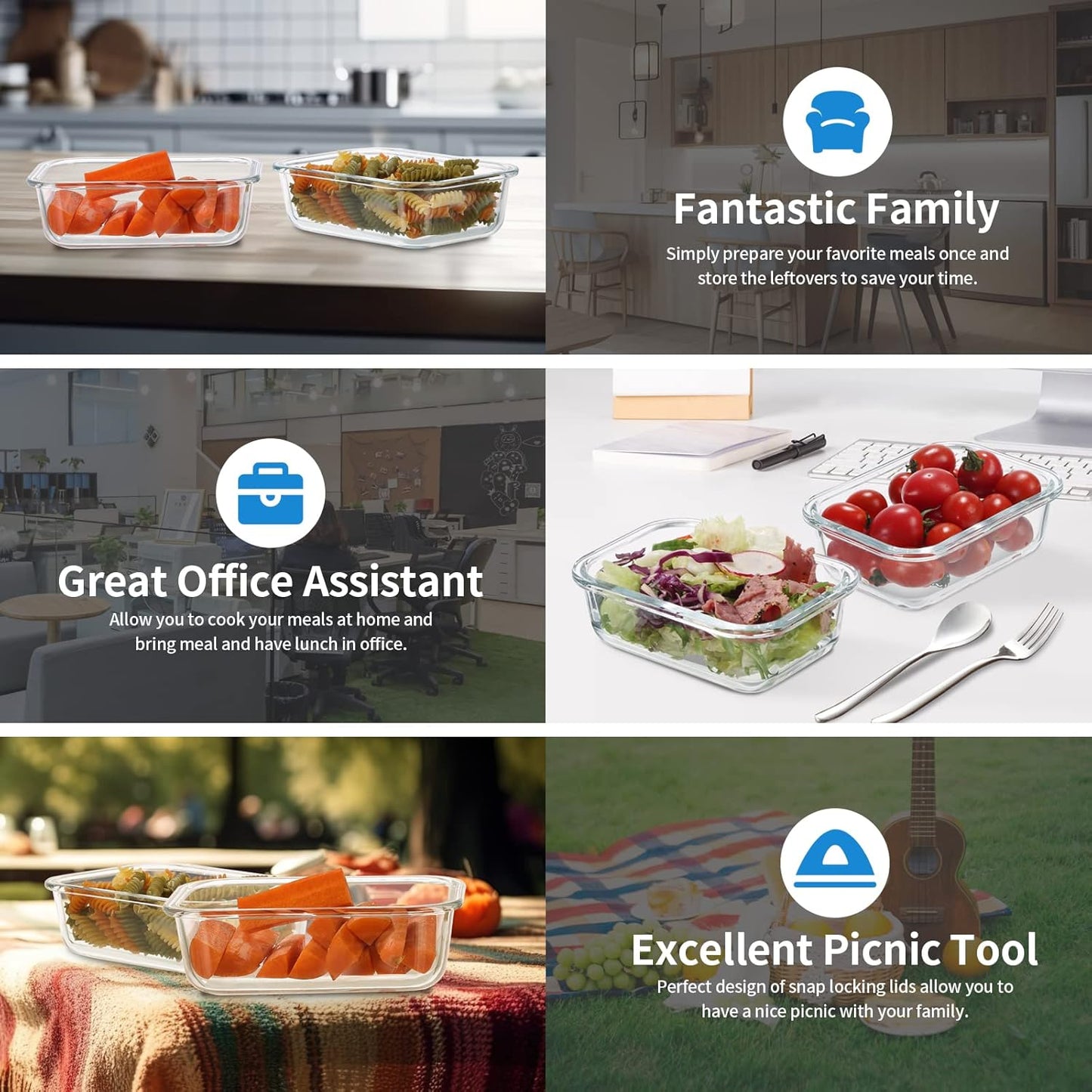 24-Piece Small Glass Food Storage Containers with Lids Airtight, 1.5 Cup Meal Prep Containers Set, Microwave&Dishwasher Safe, Leak-Proof, BPA-Free, Grey