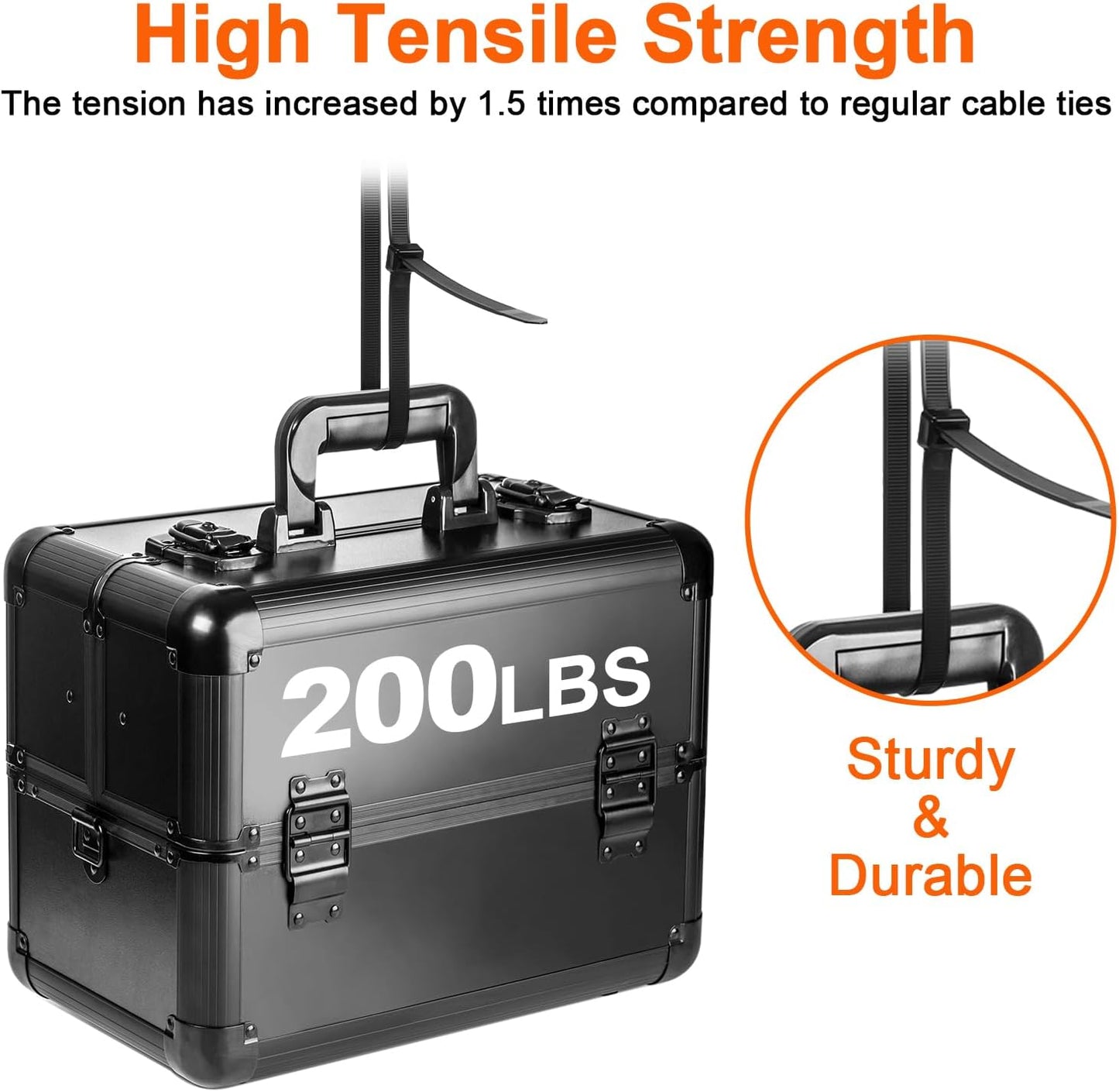 Zip Ties Heavy Duty 12 inch 200 LBS Tensile Strength Cable Ties ，Extra Large Wire Ties Adjustable Nylon Tie Wraps for Indoor Outdoor Patented Design（100 Pack Black）