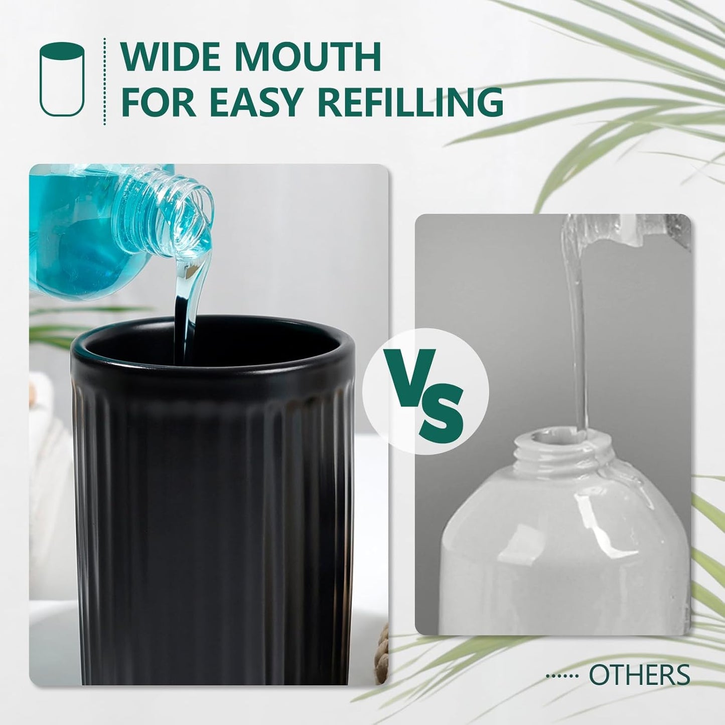 BosilunLife Ceramic Bathroom Accessories Set - Bathroom Counter Soap Set Black Bathroom Decor Sets Accessories Bathroom Lotion Soap Dispenser and Toothbrush Holder Set, Soap Dish, Apothecary Jars