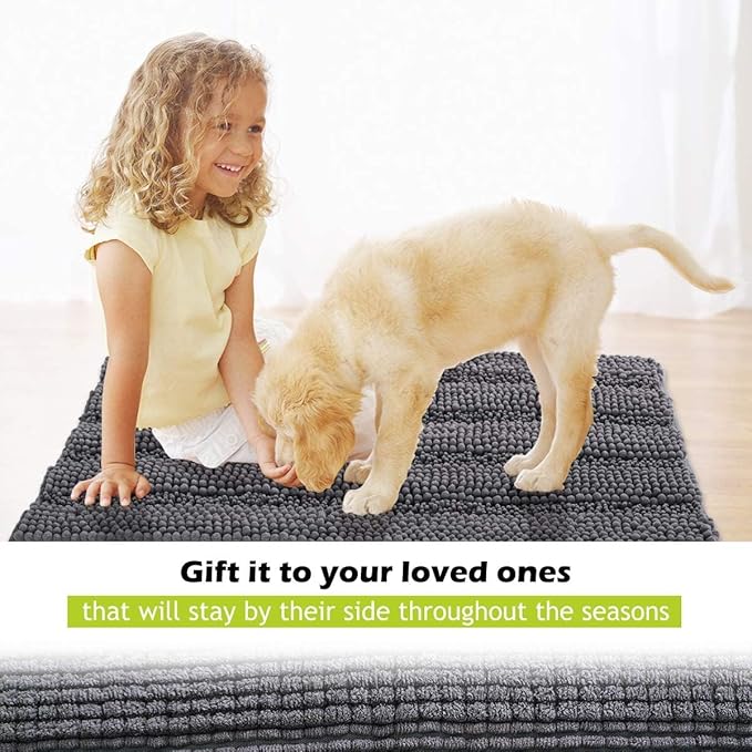 KGORGE Grey Bath Rugs - Soft Large Bathroom Rugs Farmhouse Floor Cover Water Absorbent Bath Mat Shower Carpet for Toilet Door Way Kitchen Kids Baby, 70" x 24", 1 Pc