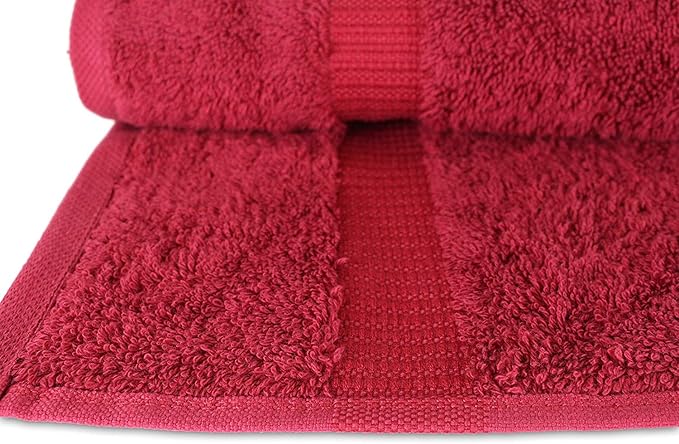 SALBAKOS 100% Turkish Cotton Bath Towel Set of 4 27x54 inch | Heirloom Quality | Hotel & Spa Collection | Ultra Soft, Super Absorbent, Long Lasting Bath Towels | Made in Turkey (Wine, 4 Bath Towels)