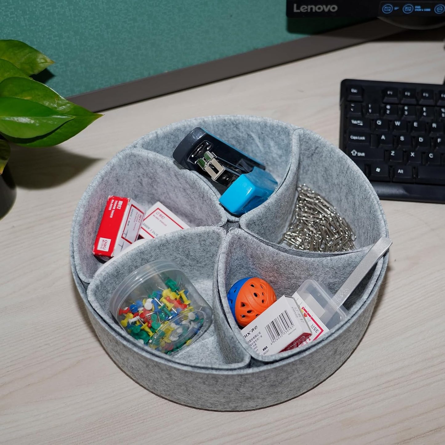 Felt Desk Drawer Organizer Tray,8 Pack Office Desk Drawer Dividers,Felt Drawer Round Storage Box For Saving Space,Makeup Drawer Organizer Bins.(Light Gray)