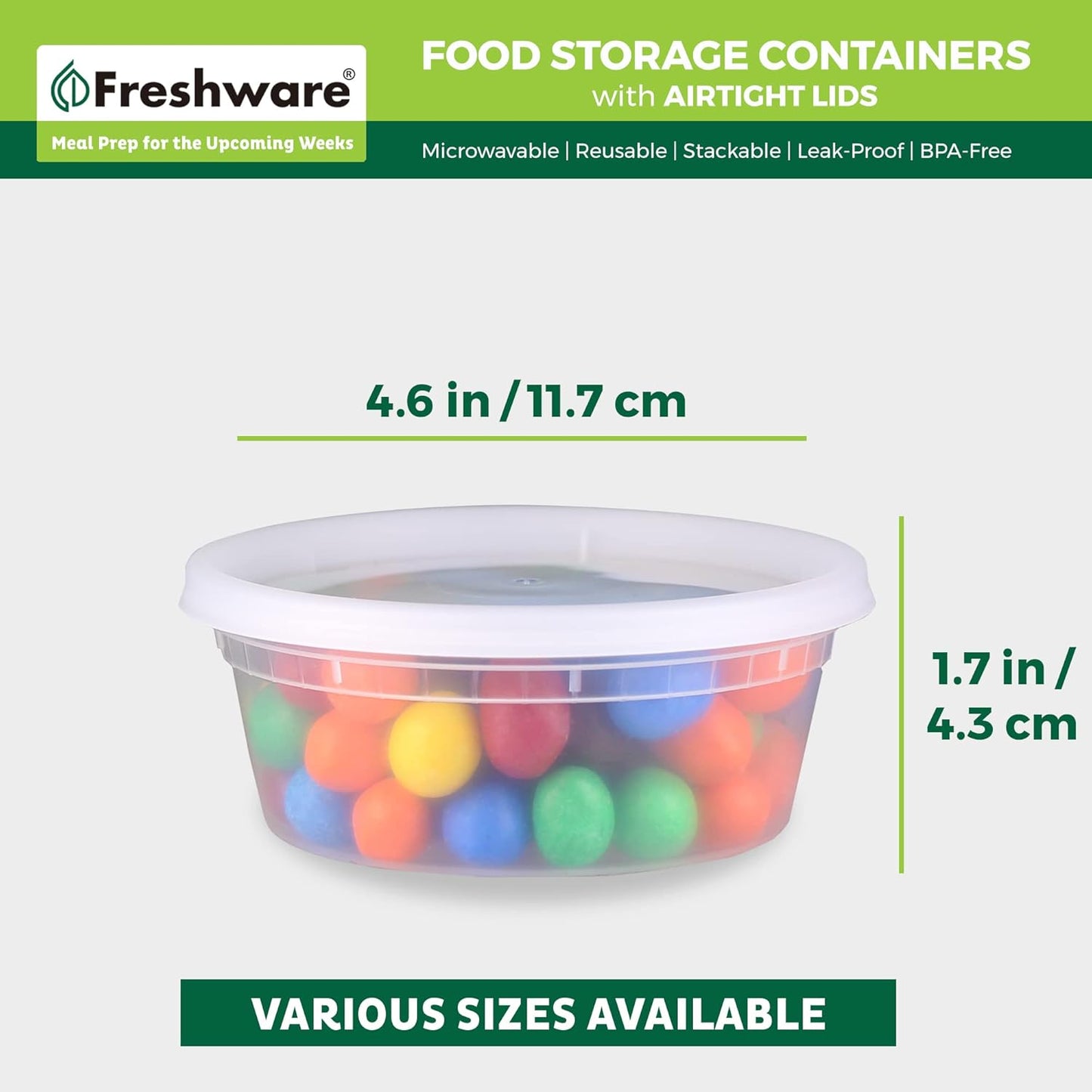 Freshware Food Storage Containers [240 Set] 8 oz Plastic Deli Containers with Lids, Slime, Soup, Meal Prep Containers, BPA Free, Stackable, Leakproof, Microwave, Dishwasher and Freezer Safe