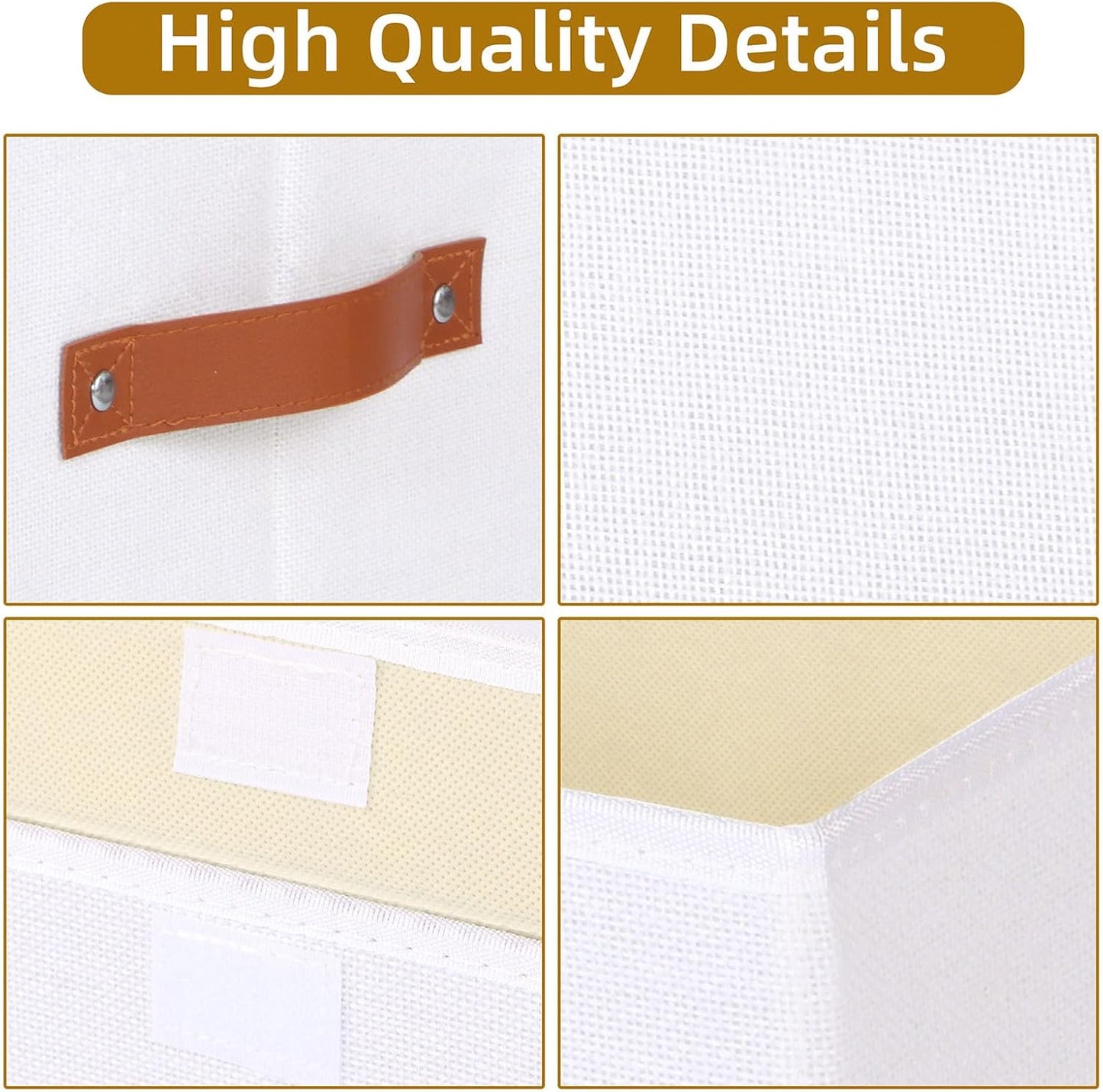 Storage boxes, Blanket Baskets for Shelves with Lids, Fabric Cubes with Handles, Decorative Linen Closet Organizers Bins, White, 15 x 9.8 x 9.8 inch, 3-Pack