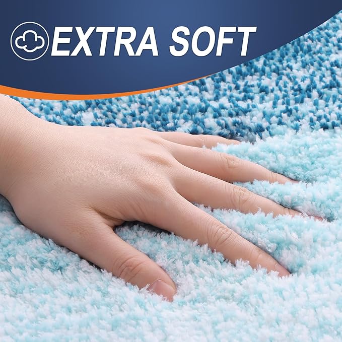 OLANLY Bathroom Rugs Mat 24x16, Extra Soft Absorbent Microfiber Bath Rugs, Rubber Backing, Quick Dry, Washable Bath Mats for Bathroom Floor, Tub and Shower, Home Decor Accessories, Peacock Blue