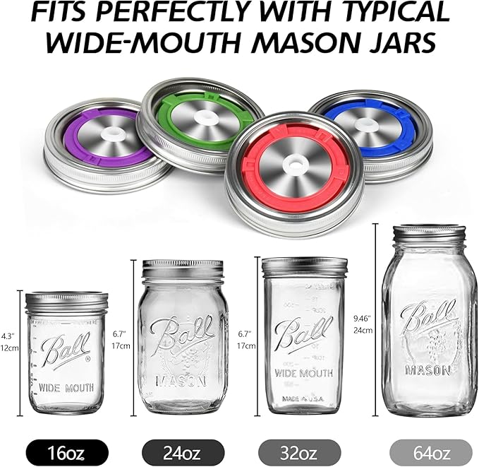 Artcome 22 PC Water Airlock Fermentation Kit - Easy Fermentation Kit for Wide Mouth Mason Jars - (Jars Not Included)