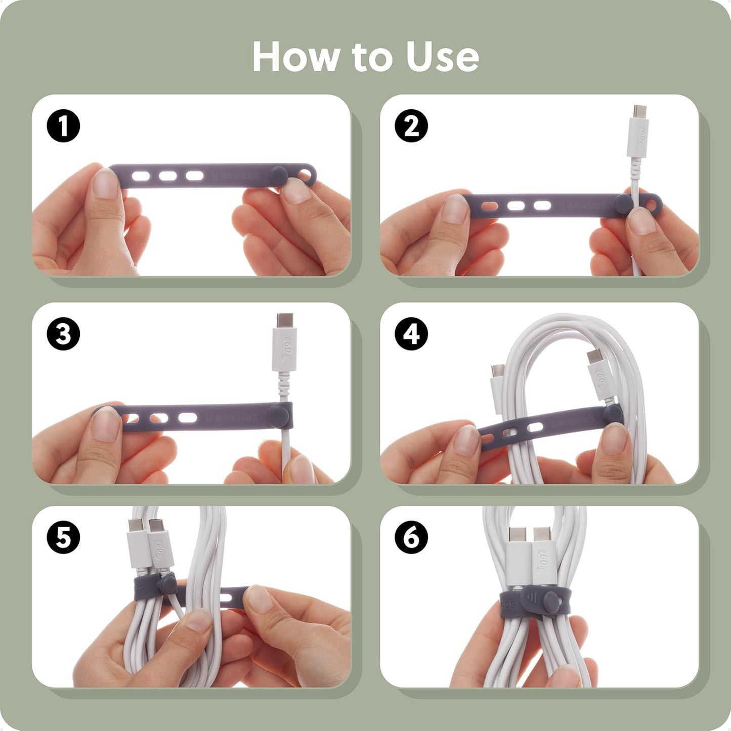 U Brands Silicone Cord Organizer Cable Clips, Set of 20 Cable Ties, Cable Management, Office Desk Accessories, Office Supplies, Assorted Colors