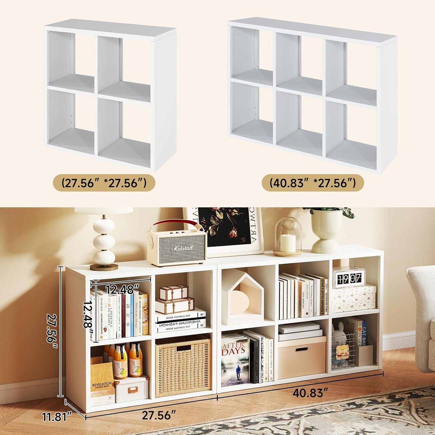 4 Cube Book Shelf - High-Strength Steel Cube Storage Organizer with Open Display Shelves for Living Room