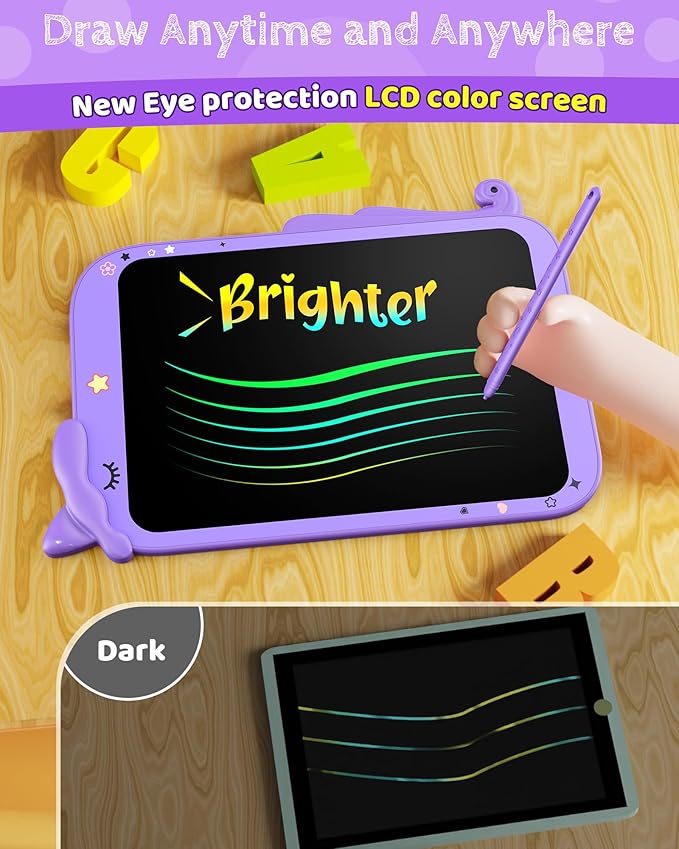 TEKFUN Toddler Boy Toys, LCD Writing Tablet for Kids, Doodle Board Dinosaur Toys, Travel Essentials Toys for 3 4 5 6 7 Year Old Boys Girls, Easter Birthday Christmas Gifts (10inch Purple)