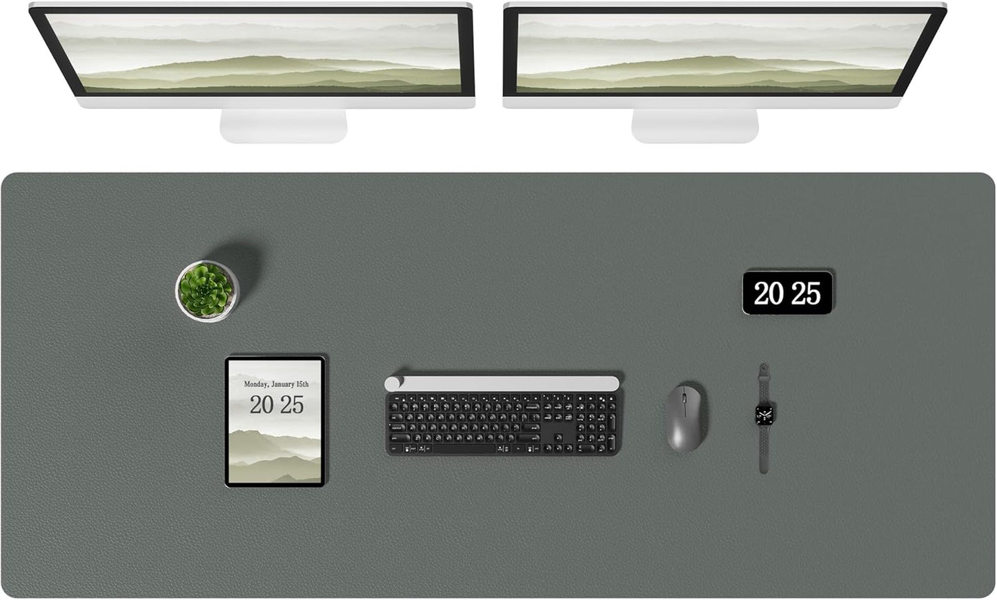 Aothia Leather Desk Pad Protector, Office Desk Mat, Large Mouse Pad, Laptop Desk Pad, Non-Slip PU Leather Desk Blotter, Waterproof Desk Writing Pad for Office and Home (Jungle Green, 55" x 24")