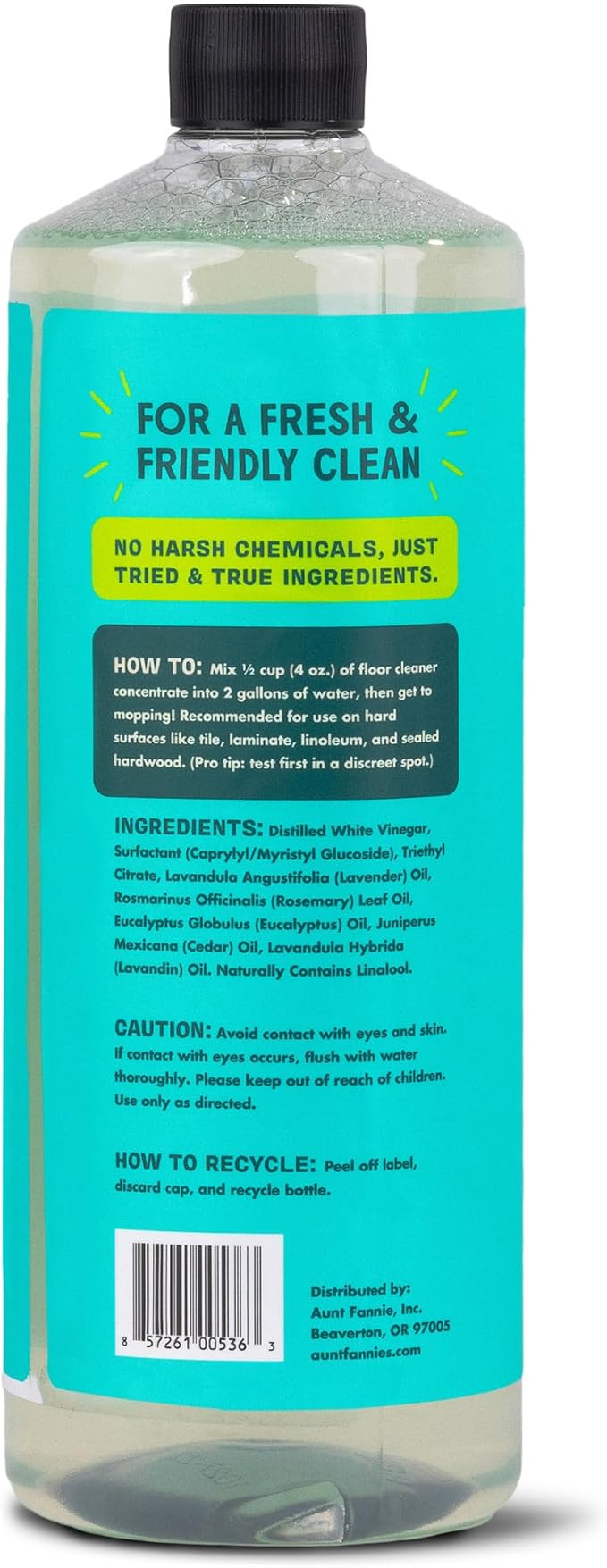 Aunt Fannie's Ultra Concentrated Floor Cleaner Vinegar Wash, Multi-Surface Solution For Mopping, Makes 16 Gallons, Eucalyptus Scent, 32 oz. (Pack of 6)