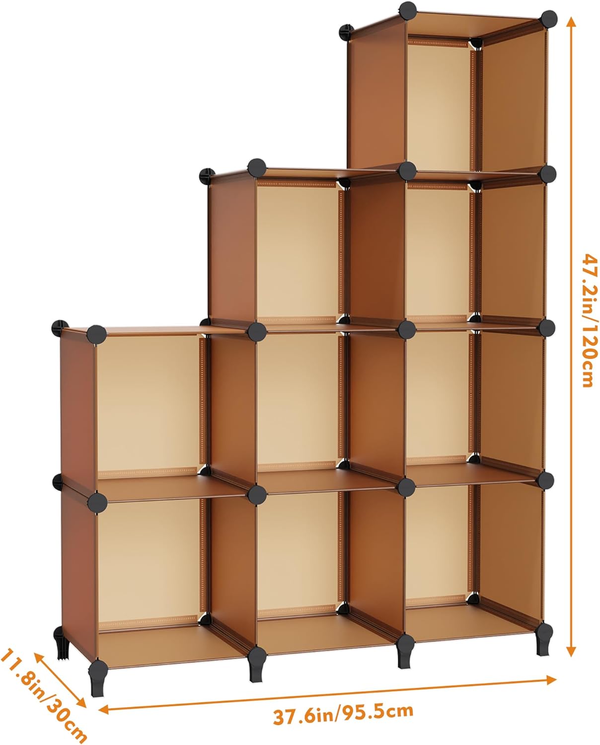 HOMIDEC Closet Organizers and Storage, 9 Cube Storage Organizer Cubes, Portable Closet Organizer Shelves for Clothes, Bedroom, Wardrobe, Kids Room, Bathroom, Brown