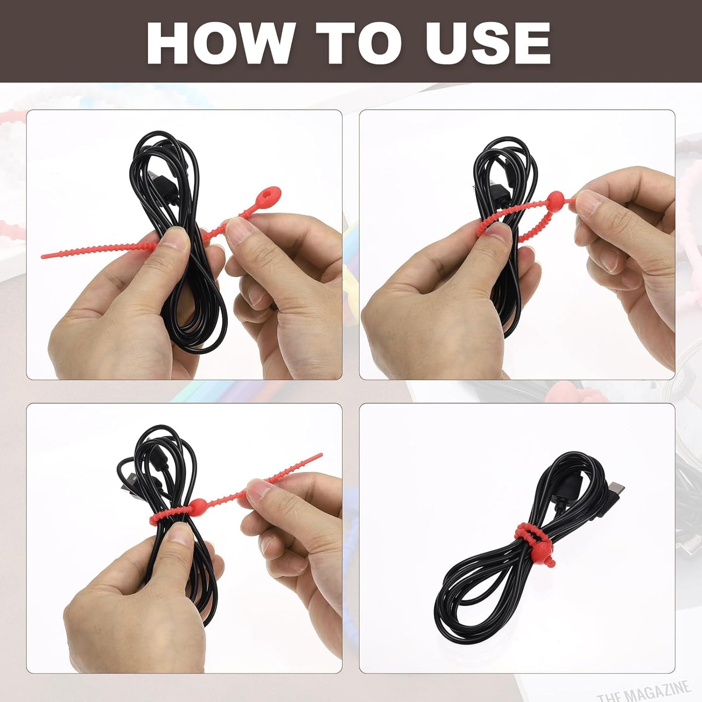 PATIKIL 6 Inch Silicone Cable Ties, 20pcs Rubber Reusable Twist Zip Ties Organizer for Home Office Kitchen Food bags Wires Adjustable Bag Clip, White