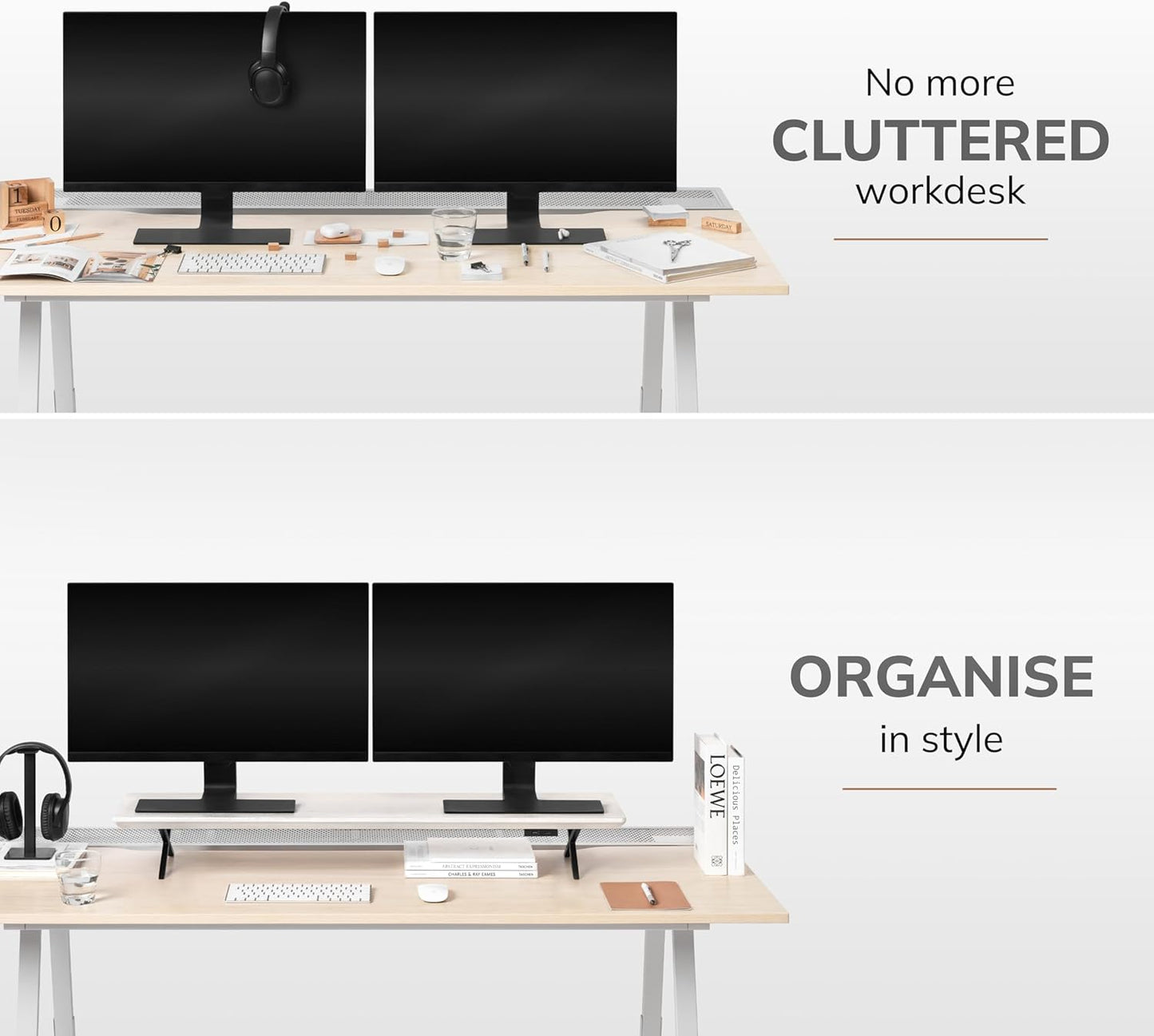 Anji Mountain Monitor Stand - Desktop Organizer & Laptop Riser, Ergonomic Monitor Riser, Space-Saving Monitor Stand for Desk, Durable Construction, Easy Assembly, Ideal for Home & Office,Walnut