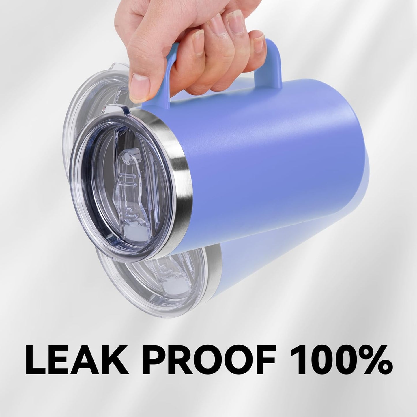 DOMICARE 24oz Mug with Handle and Lid, Stainless Steel Coffee Mug, Reusable Insulated Cup, Travel Mug with Handle, Double Wall Vacuum Coffee Tumbler for Men and Women, Blue, Pack 1