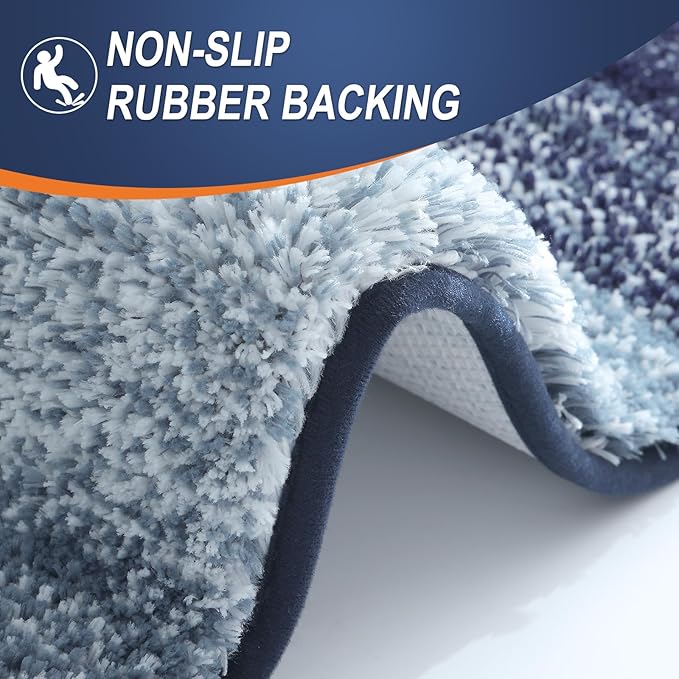 OLANLY Bathroom Rugs Mat 24x16, Extra Soft Absorbent Microfiber Bath Rugs, Rubber Backing, Quick Dry, Machine Washable Bath Mats for Bathroom Floor, Tub and Shower, Home Decor Accessories, Airy Blue