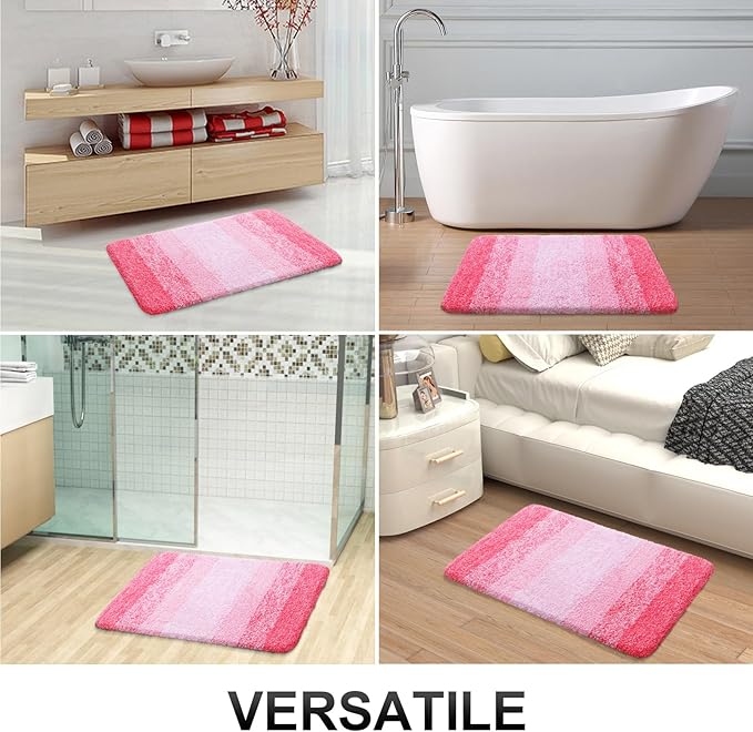 OLANLY Bathroom Runner Rugs 59x20, Extra Soft Absorbent Microfiber Bath Rugs, Rubber Backing, Quick Dry, Machine Washable Bath Mats for Bathroom Floor, Tub and Shower, Home Decor Accessories, Pink