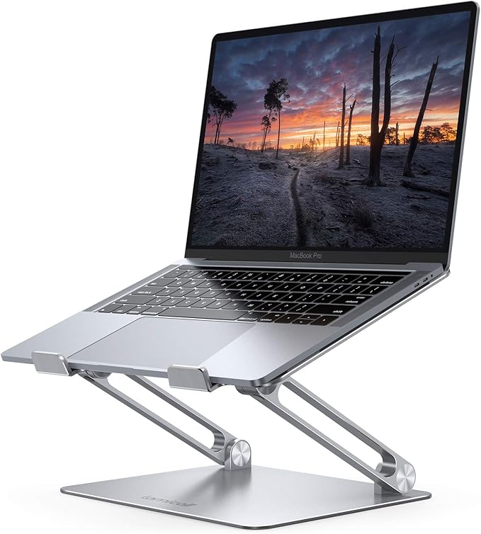 Lamicall Adjustable Laptop Stand, Portable Laptop Riser, Aluminum Laptop Stand for Desk Foldable, Ergonomic Computer Notebook Stand Keyboard Platform for MacBook Air Pro, Dell XPS (10-17.3'') - Silver