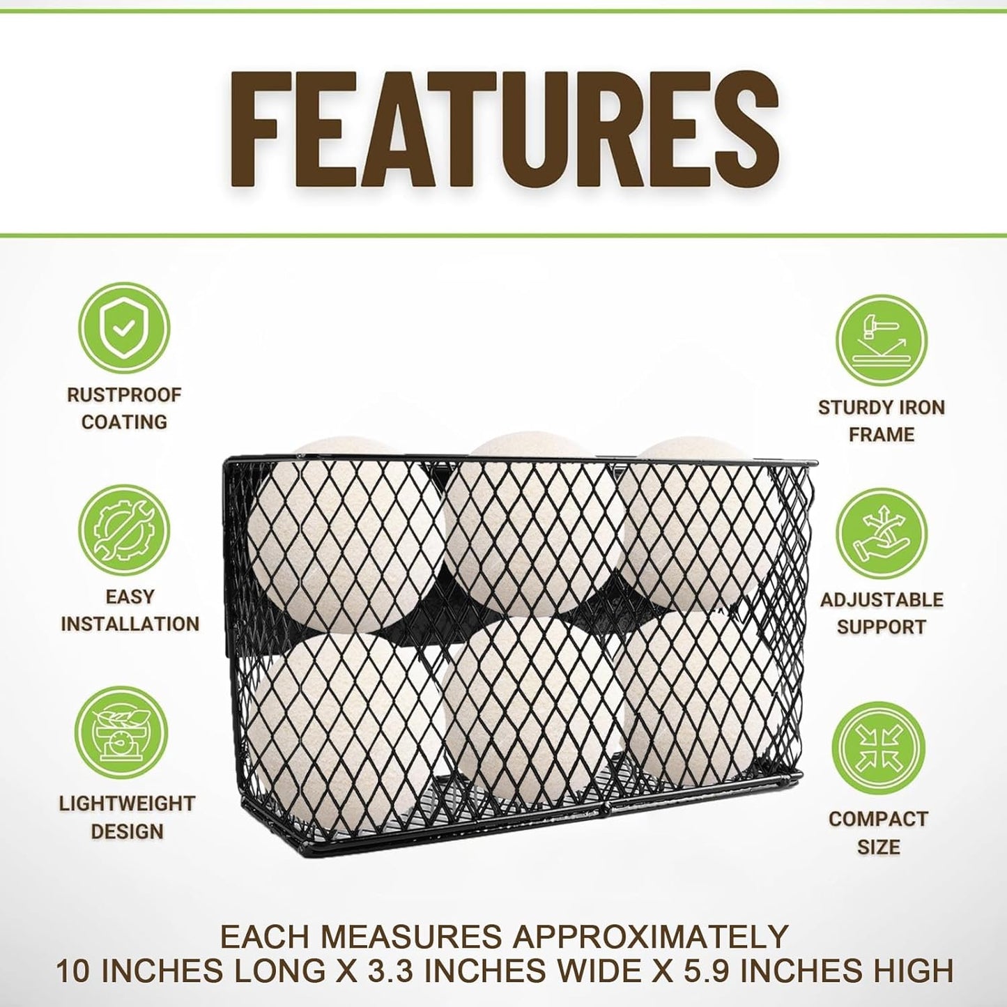 Magnetic Dryer Ball Holder,Laundry Room Organization and Storage for Wool Dryer Balls Basket,Metal Wire Magnetic Lint Bin, Lint Container for Laundry Room Accessories,No-Tool Installation