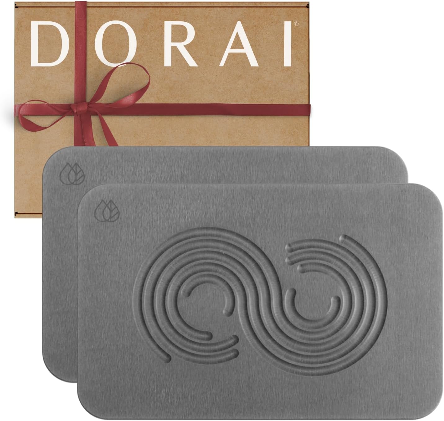 Dorai Home Bath Stone Mat 23.6"x15.4" (2-Pack) – Quick-Dry, Non-Slip Diatomite Stone Bath Mat for Bathroom, Zen Slate