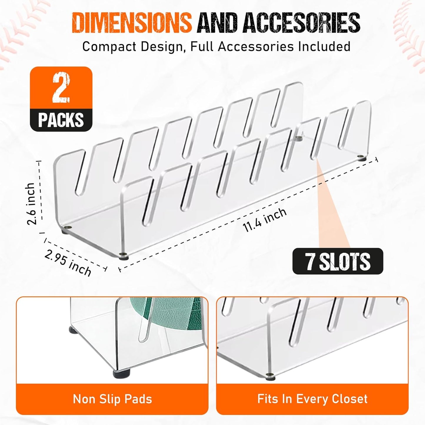 closet organizer Acrylic Hat Organizer – 2-Tier Clear Baseball Cap Rack for Closet, Shelf, or Display | Stackable Cap Holder Storage Stand for Men & Women (Holds Up to 14 Hats) no install needed
