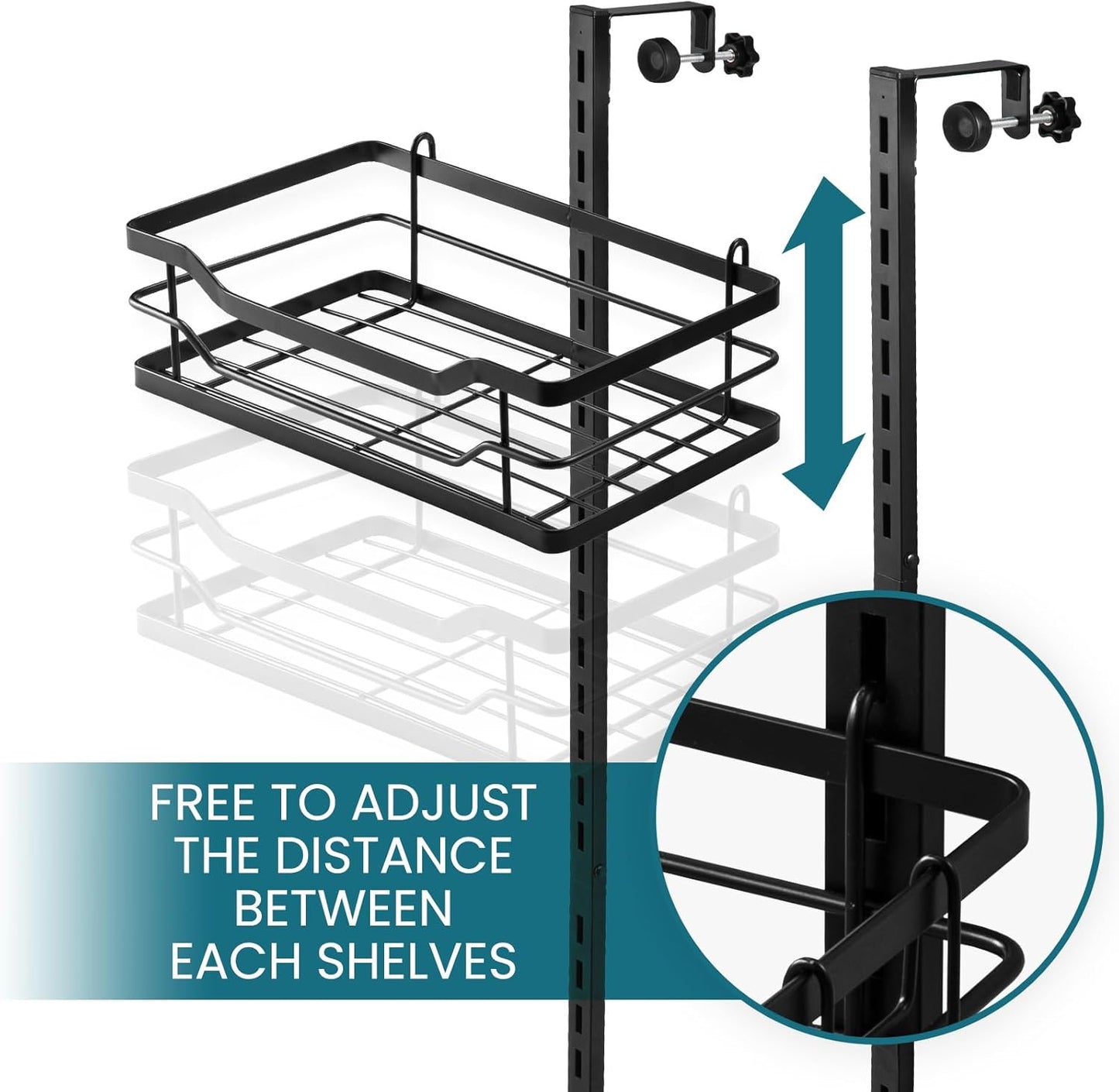 TAILI Hanging Shower Caddy Over The Door Adjustable Hanging Organizer Rack with Hooks, Sturdy Rust Proof Shower Organizer Shelf Basket Storage Rack, No Drilling