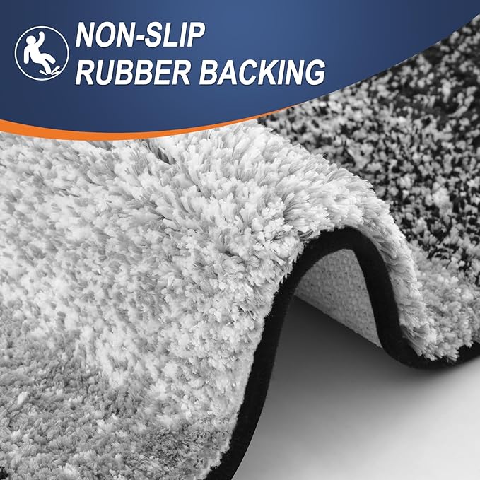 OLANLY Bathroom Rugs Mat 34x21, Extra Soft Absorbent Microfiber Bath Rugs, Rubber Backing, Quick Dry, Machine Washable Bath Mats for Bathroom Floor, Tub and Shower, Home Decor Accessories, Black