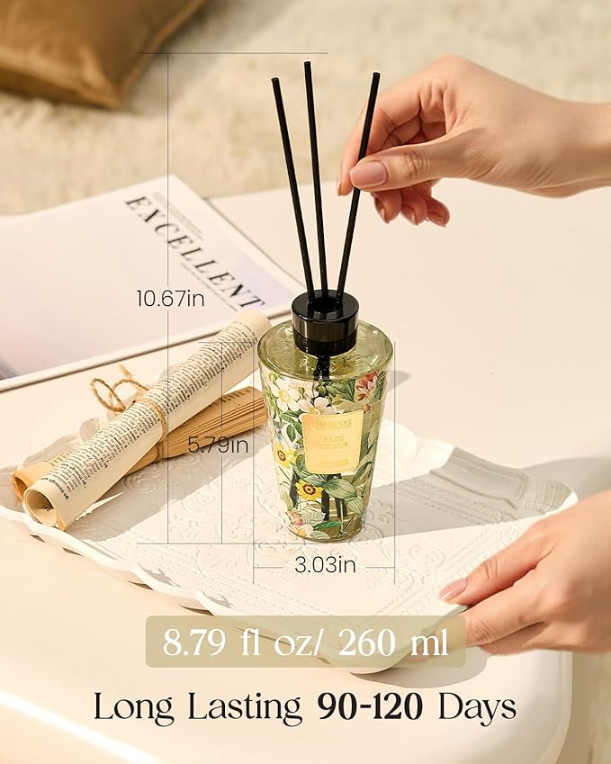 M&SENSE Sage Citrus Reed Diffuser Set - 8.79fl oz Home Fragrance Non-Toxic Essential Oil Diffuser with Sticks, Air Freshner Gifts with Long Lasting Fragrance