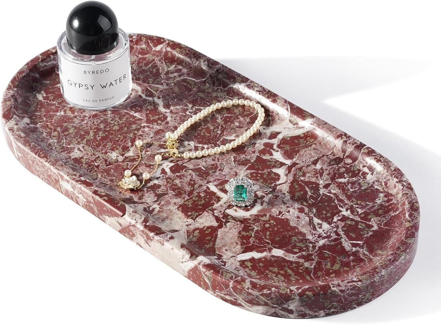 Koville Norway Natural Marble Tray, 12"x6" Vanity Decorative Tray for Countertop Organizer, Catchall for Perfume, Candles, Jewelry Dish