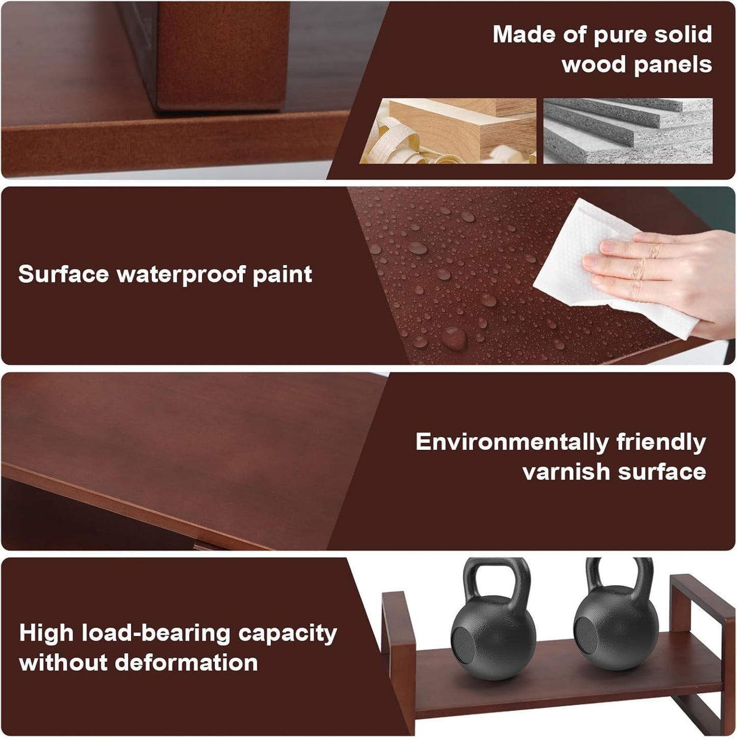 Desk Shelves Desktop Organizer Shelf - No Assembly Needed Holds 130lbs for Top of Desk Organizers and Accessories Corner Bookshelf Table Top Shelving in Office, Books, Bathroom Storage--Walnut Colour
