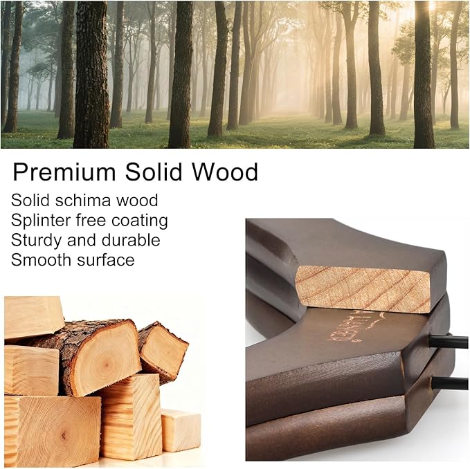 TOPIA HANGER Wooden Coat Hangers 12 Pack, Premium Wood Suit Sweater No Shoulder Bump Hangers, 360° Swivel Hook and Cut Notches Clothes Hangers for Sweater, Hoodie, Shirts, Jacket, Dress, Walnut CT84WA