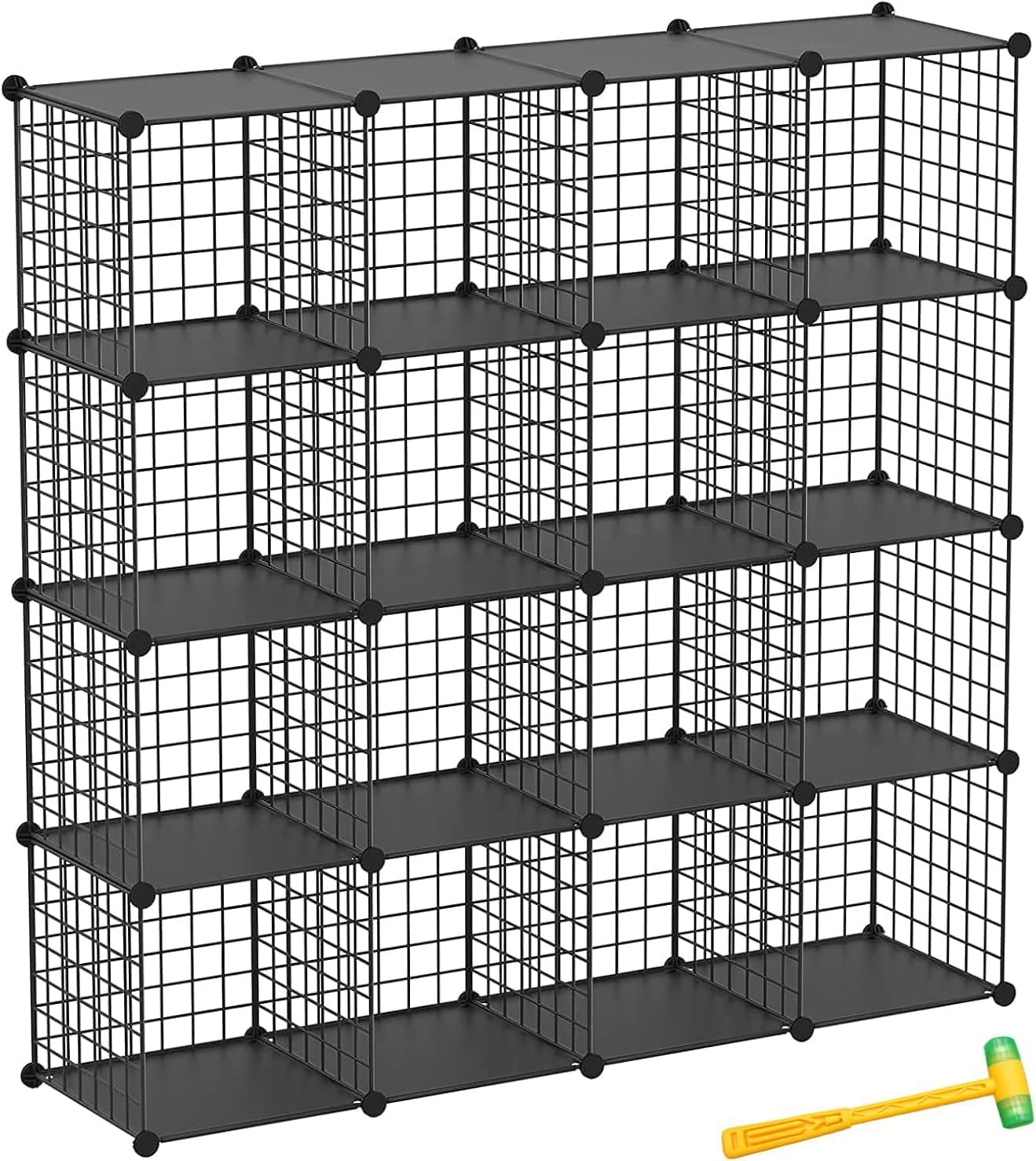 TUMUCUTE Wire Cube Storage Organizer, Metal Storage Shelves Bookshelf, Stackable Modular Closet Organizer for Bedroom Living Room, Office,Storage Shelves（16-Cube，Black）