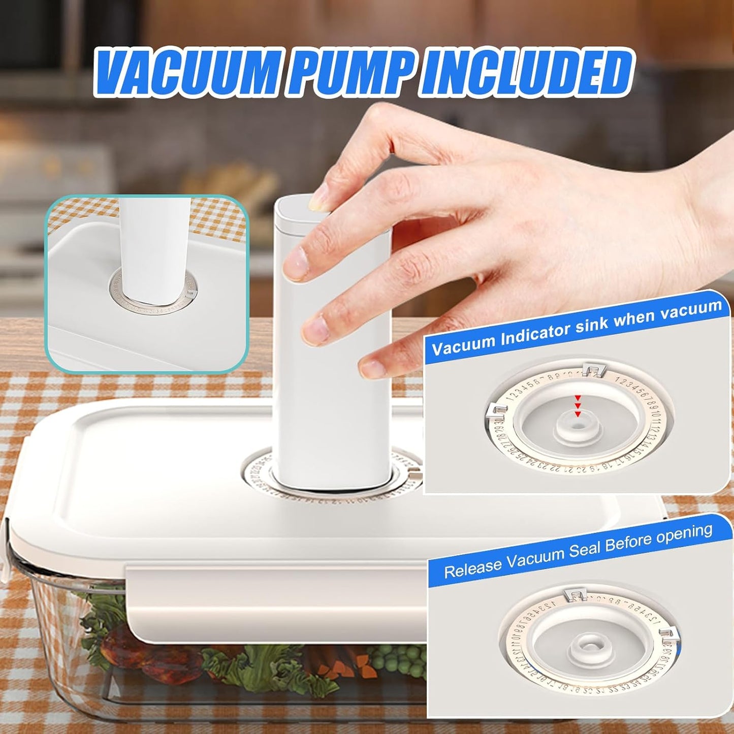 21 PCS Electric Vacuum Sealer, Borosilicate Glass Food Storage Containers, Premium Airtight, Portable Mini Vacuum Pump with 6 Containers, 10 Reusable Food Saver Sealer Bags,4 Sealing Clips