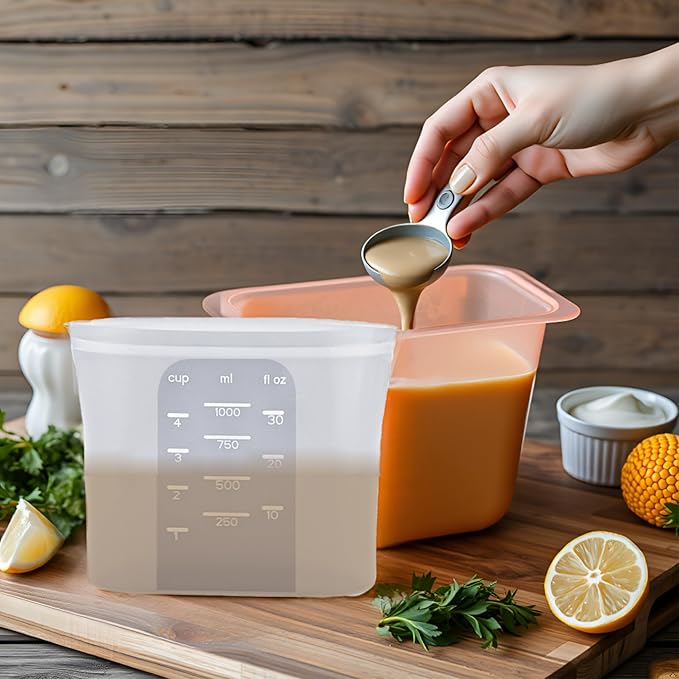 Platinum Silicone Food Storage Bag Reusable Silicone Freeze Bag Snack Bag, Wide Base Stand-up, White Translucent, 3pcs BPA Free Freezeable Microwaveable Dishwasher, Christmas Gift