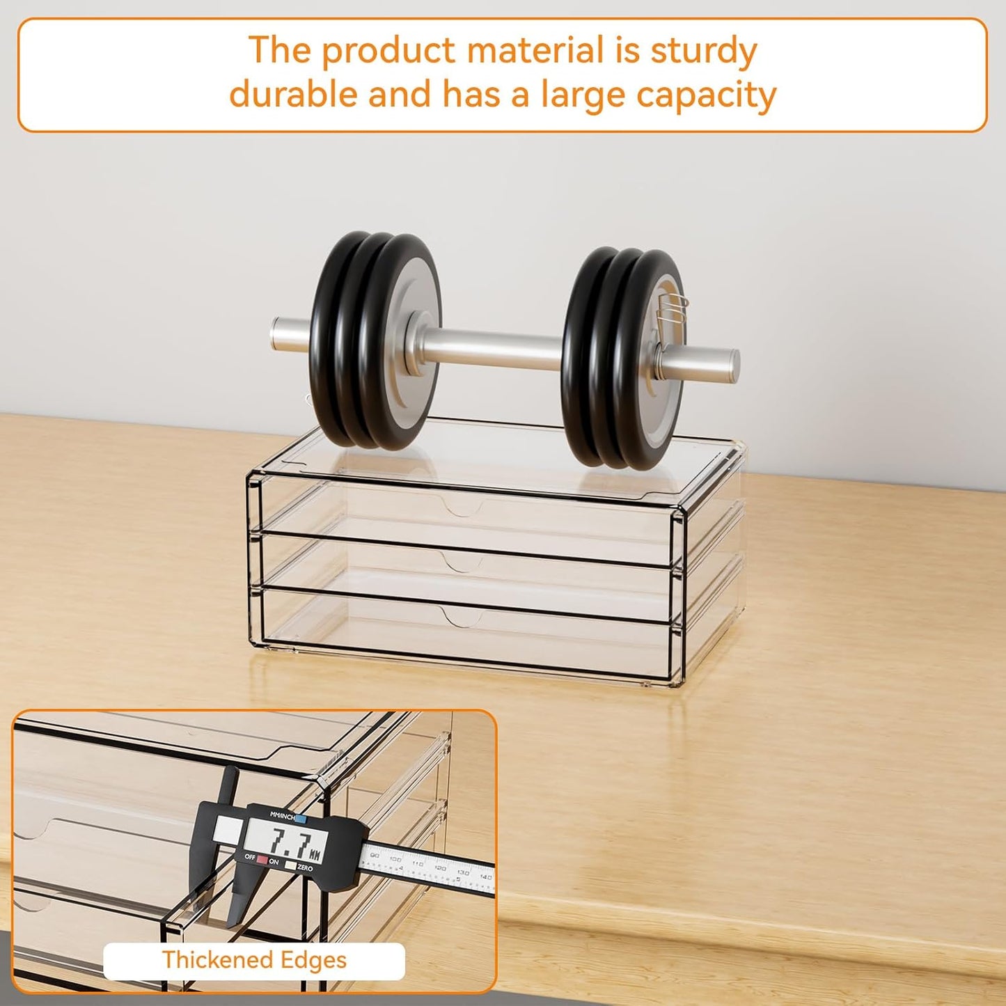 Yieach 11.1 Inch Long Clear Drawer Organizers Stackable,3 Pack Small Acrylic Drawers,School,Office Supplies Organizer And Storage Bins for Stationery,Marker,Pen,Pencil,Craft Desktop Storage Drawers