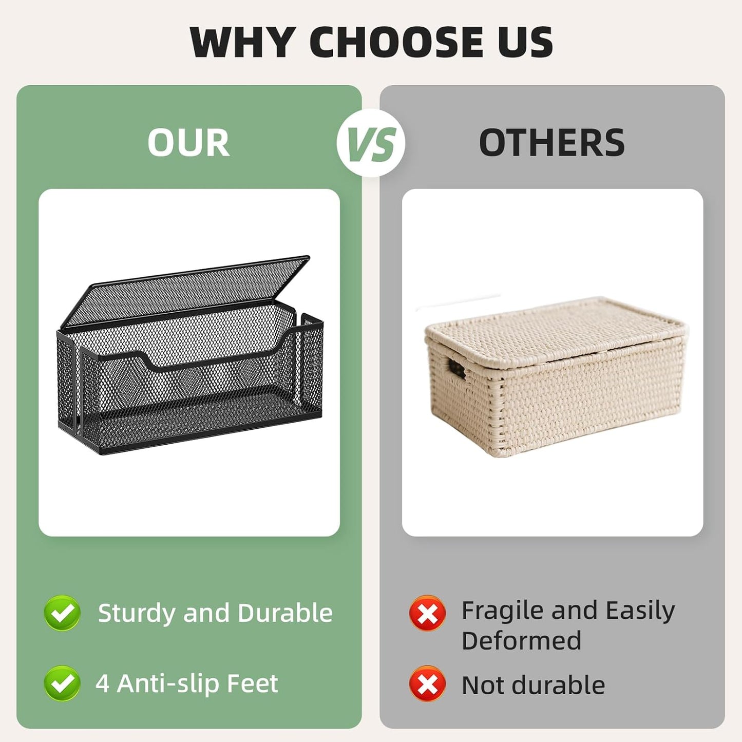 Marbrasse 3 Pack Cable Management Box, Metal Mesh Cord Organizer Box for TV Wires, Electrical Hiding, Power Strip – Under Desk Cable Storage Box with Cable Clips&Reusable Cable Ties for Home/Office