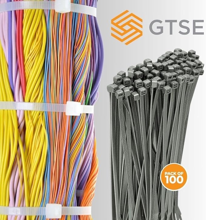 GTSE 4 Inch Silver/Gray Zip Ties, 100 Pack, 18lb Strength, UV Resistant Nylon Small Cable Ties, Self-Locking 4" Tie Wraps