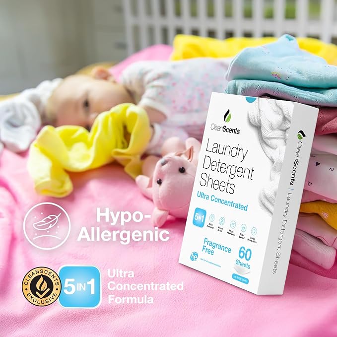 CleanScents Laundry Detergent Sheets (120 Sheets) (Fragrance Free)