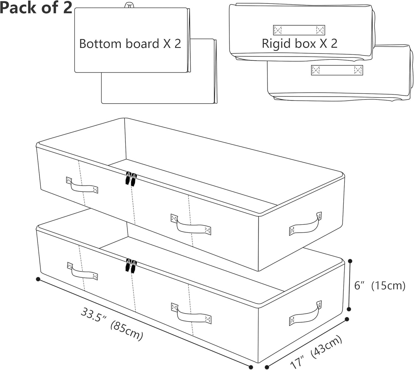 iwill CREATE PRO Pack of 2, Visible Lid Underbed Clothes Storage Bins for Shoes, Blankets, Sheets Organizer, 6" Height 7" Tall Under the Bed Storage Containers, Beige
