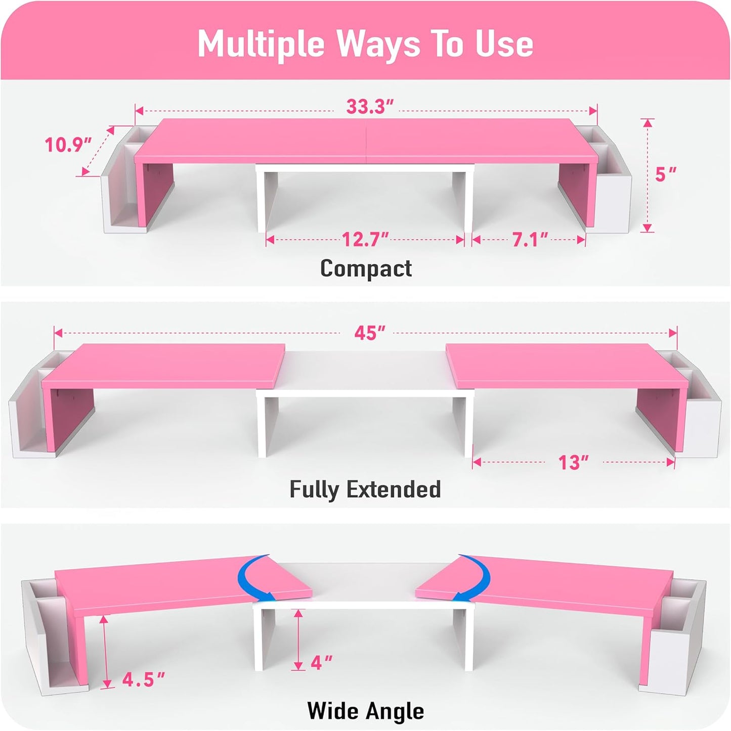Simple Houseware Desk Dual Monitor Stand Riser with Drawer, Pink