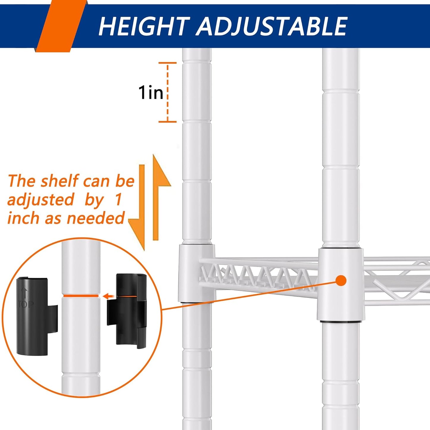 REGILLER 5-Wire Shelving Metal Storage Rack Adjustable Shelves,Standing Storage Shelf Units for Laundry Bathroom Kitchen Pantry Closet(White,11.8" D x 16.6" W x 53.5" H)