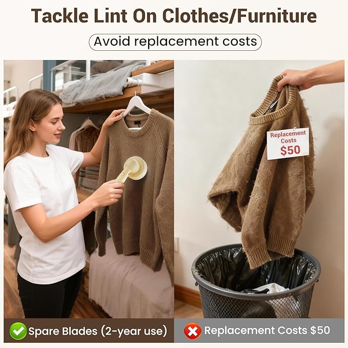 DBC Fabric Shaver and Lint Remover, Sweater Defuzzer with 3-Speeds, 2 Replaceable Stainless Steel Blades, Remove Fuzz Balls and Pills on Clothes, Sweater